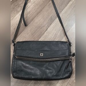 LODIS FLAP BAG Black Leather Crossbody Bag Pebbled Classy Goth Y2K 2000s
